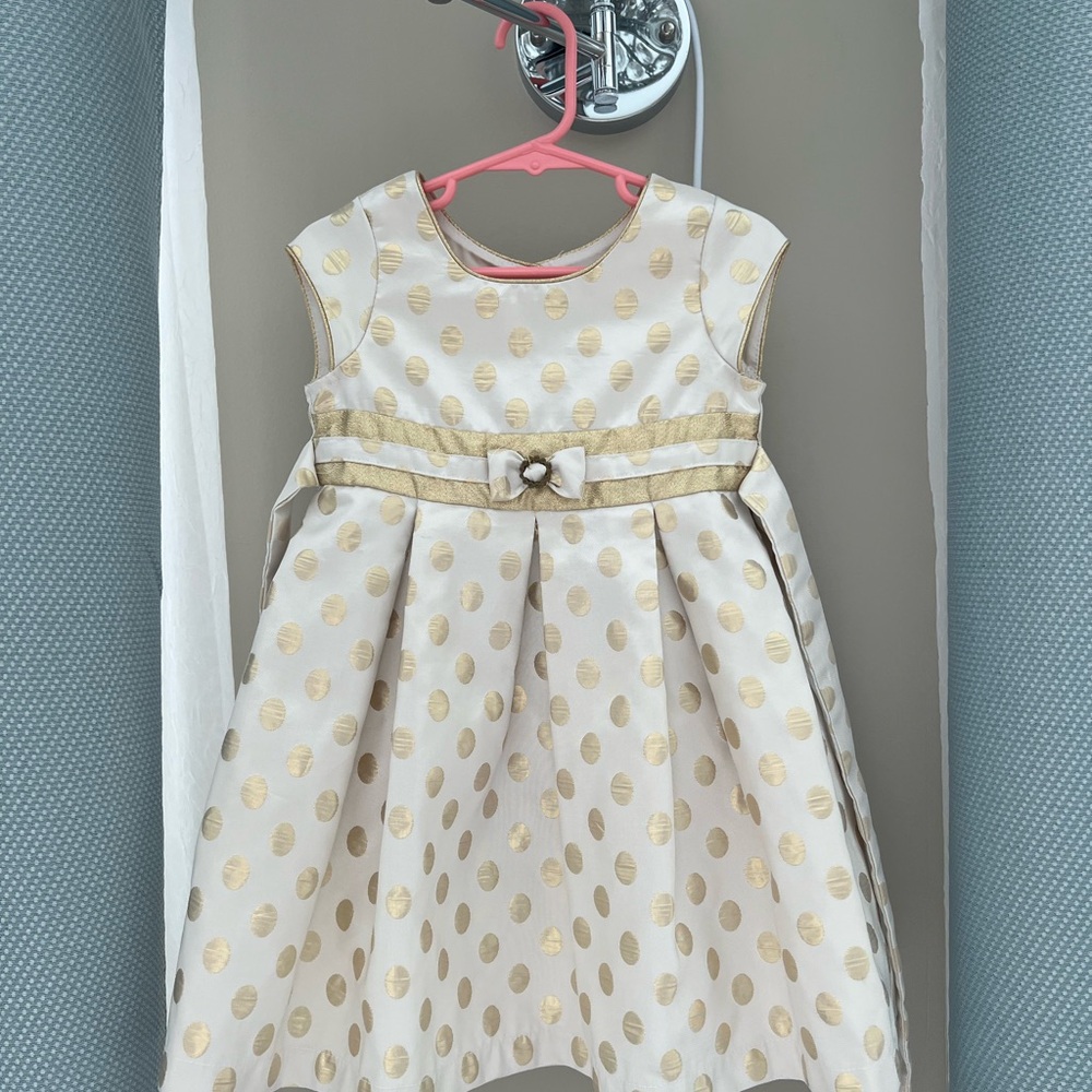 Jona Michelle Cream Dress with Gold Dots